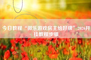 今日教程“微乐游戏房主给好牌”2026开挂教程步骤