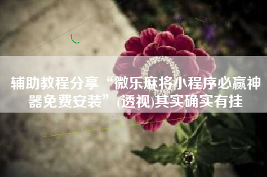 辅助教程分享“微乐麻将小程序必赢神器免费安装	”(透视)其实确实有挂