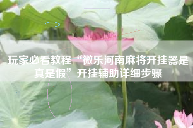 玩家必看教程“微乐河南麻将开挂器是真是假	”开挂辅助详细步骤