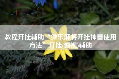 教程开挂辅助“微乐麻将开挂神器使用方法”开挂(透视)辅助