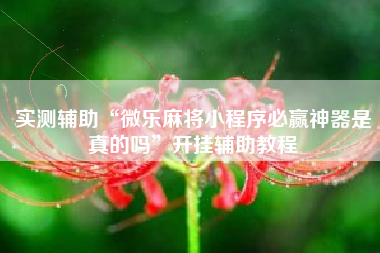 实测辅助“微乐麻将小程序必赢神器是真的吗”开挂辅助教程