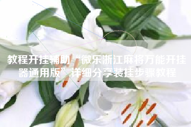 教程开挂辅助“微乐浙江麻将万能开挂器通用版”详细分享装挂步骤教程