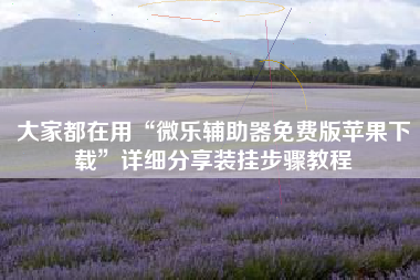 大家都在用“微乐辅助器免费版苹果下载	”详细分享装挂步骤教程