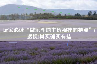 玩家必读“微乐斗地主透视挂的特点”(透视)其实确实有挂