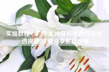 实操教程“广东雀神麻将免费开挂器	”透视挂!详细分享装挂步骤