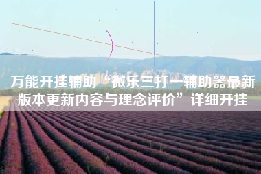 万能开挂辅助“微乐三打一辅助器最新版本更新内容与理念评价”详细开挂