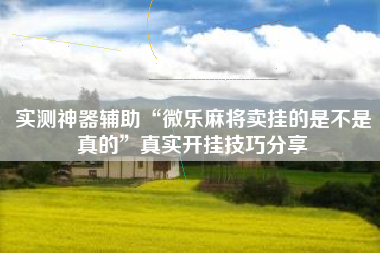 实测神器辅助“微乐麻将卖挂的是不是真的	”真实开挂技巧分享