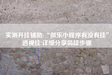 实测开挂辅助:“微乐小程序有没有挂”透视挂!详细分享装挂步骤