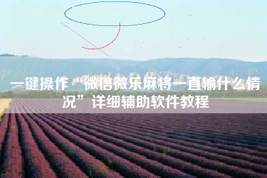 一键操作“微信微乐麻将一直输什么情况”详细辅助软件教程