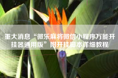 重大消息“微乐麻将微信小程序万能开挂器通用版”附开挂脚本详细教程