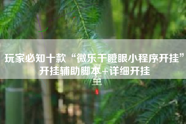 玩家必知十款“微乐干瞪眼小程序开挂”开挂辅助脚本+详细开挂