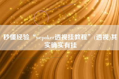 秒懂经验“wepoker透视挂教程”(透视)其实确实有挂