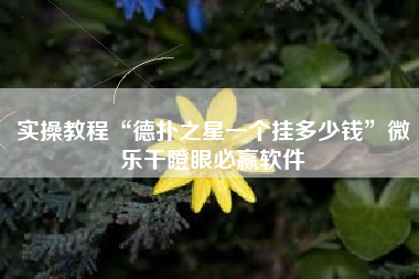 实操教程“德扑之星一个挂多少钱”微乐干瞪眼必赢软件