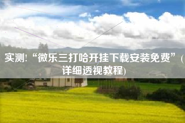 实测!“微乐三打哈开挂下载安装免费”(详细透视教程)