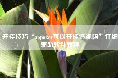 开挂技巧“appoker可以开挂透视吗”详细辅助软件教程