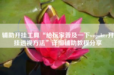 辅助开挂工具“给玩家普及一下wepoker开挂透视方法	”详细辅助教程分享
