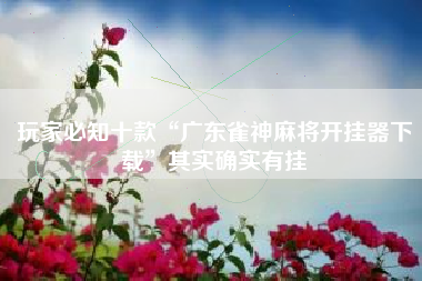 玩家必知十款“广东雀神麻将开挂器下载	”其实确实有挂