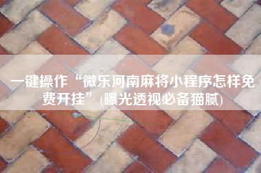 一键操作“微乐河南麻将小程序怎样免费开挂”(曝光透视必备猫腻)