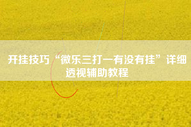 开挂技巧“微乐三打一有没有挂	”详细透视辅助教程