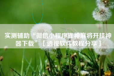 实测辅助“微信小程序雀神麻将开挂神器下载”【透视软件教程分享】