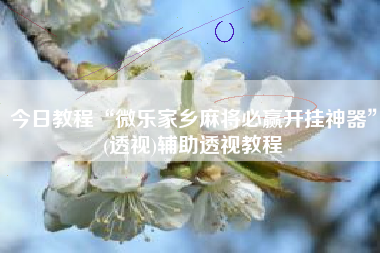 今日教程“微乐家乡麻将必赢开挂神器”(透视)辅助透视教程