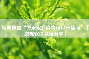 辅助神器“微乐家乡麻将可以开挂吗”【透视软件教程分享】