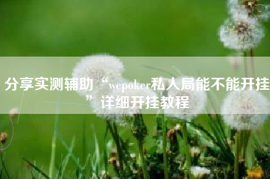 分享实测辅助“wepoker私人局能不能开挂”详细开挂教程