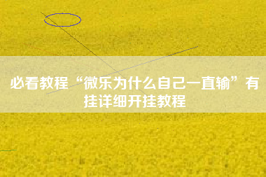 必看教程“微乐为什么自己一直输”有挂详细开挂教程