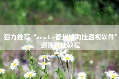 强力推荐“wepoker德州辅助挂透视软件	”透视开挂教程