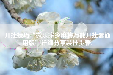 开挂技巧“微乐家乡麻将万能开挂器通用版”详细分享装挂步骤!