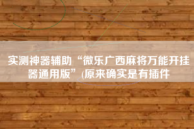 实测神器辅助“微乐广西麻将万能开挂器通用版”(原来确实是有插件