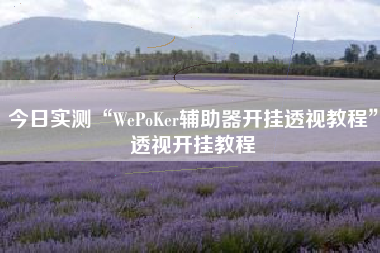 今日实测“WePoKer辅助器开挂透视教程	”透视开挂教程