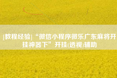 [教程经验]“微信小程序微乐广东麻将开挂神器下	”开挂(透视)辅助