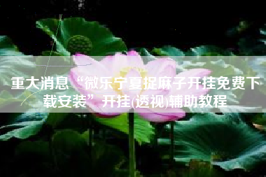 重大消息“微乐宁夏捉麻子开挂免费下载安装	”开挂(透视)辅助教程