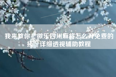 我来教你“微乐四川麻将怎么开免费的挂	”详细透视辅助教程
