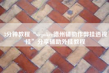 3分钟教程“wepoker德州辅助作弊挂透视挂”分享辅助外挂教程