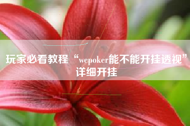 玩家必看教程“wepoker能不能开挂透视	”详细开挂