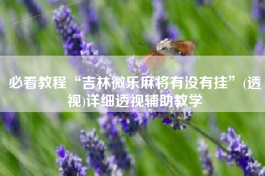 必看教程“吉林微乐麻将有没有挂	”(透视)详细透视辅助教学