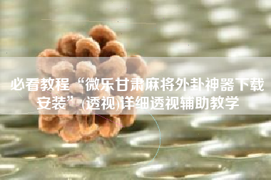 必看教程“微乐甘肃麻将外卦神器下载安装	”(透视)详细透视辅助教学