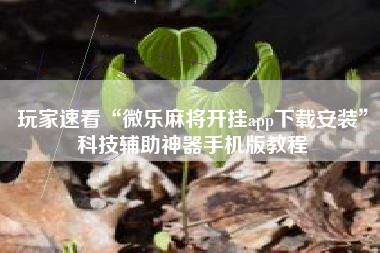 玩家速看“微乐麻将开挂app下载安装”科技辅助神器手机版教程