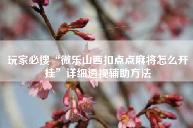 玩家必搜“微乐山西扣点点麻将怎么开挂”详细透视辅助方法