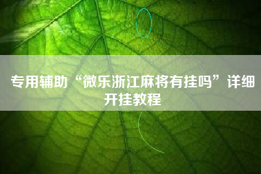 专用辅助“微乐浙江麻将有挂吗”详细开挂教程