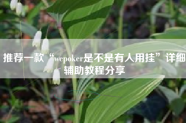 推荐一款“wepoker是不是有人用挂”详细辅助教程分享