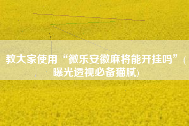 教大家使用“微乐安徽麻将能开挂吗”(曝光透视必备猫腻)