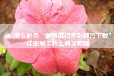 2026房卡必备“微乐麻将外卦神器下载	”详细房卡怎么购买教程