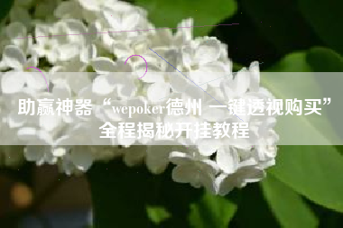 助赢神器“wepoker德州 一键透视购买”全程揭秘开挂教程