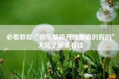 必看教程“微乐够级开挂是真的假的”太坑了原来有挂
