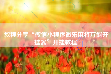 教程分享“微信小程序微乐麻将万能开挂器”开挂教程!