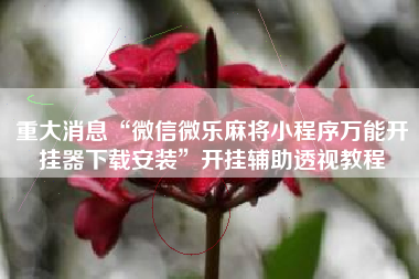 重大消息“微信微乐麻将小程序万能开挂器下载安装”开挂辅助透视教程