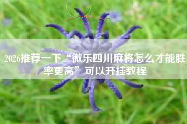 2026推荐一下“微乐四川麻将怎么才能胜率更高”可以开挂教程